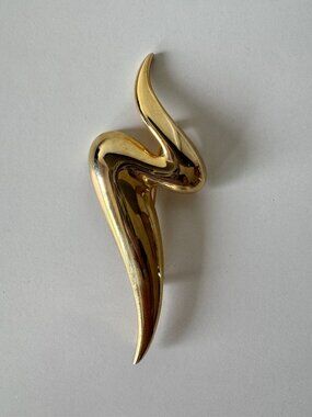 Vintage Modernist Gold Swirl Brooch E. Pearl